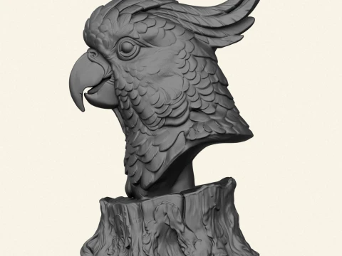 Cockatoo Parrot Bust 3D Print Model