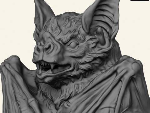 Wild Bat Sculpture 3D Print Model