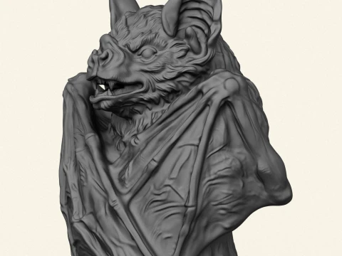 Wild Bat Sculpture 3D Print Model