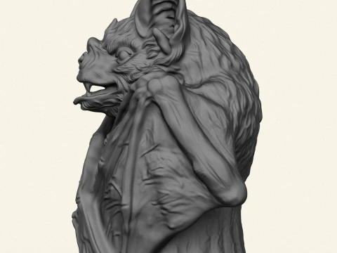 Wild Bat Sculpture 3D Print Model