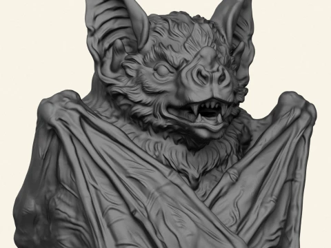 Wild Bat Sculpture 3D Print Model