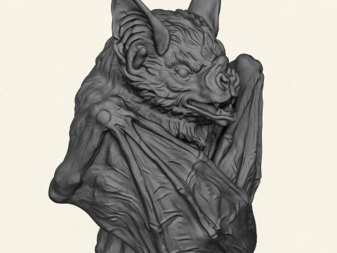 Wild Bat Sculpture 3D Print Model