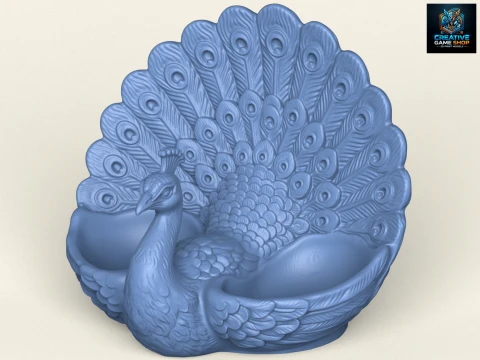 Stylish Peacock Object Holder 3D Print Model