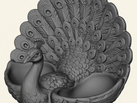 Stylish Peacock Object Holder 3D Print Model
