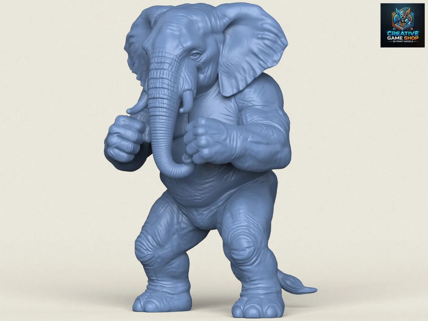 Elephant Fighter Character 3D Print Model .c4d .max .obj .3ds .fbx .stl .blend 