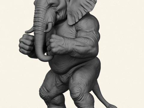 Elephant Fighter Character 3D Print Model