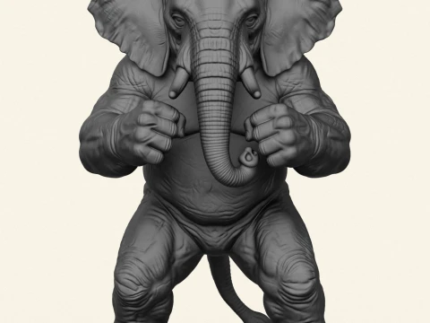 Elephant Fighter Character 3D Print Model