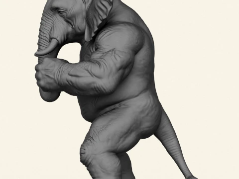 Elephant Fighter Character 3D Print Model