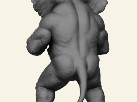 Elephant Fighter Character 3D Print Model