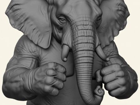 Elephant Fighter Character 3D Print Model