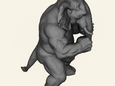 Elephant Fighter Character 3D Print Model
