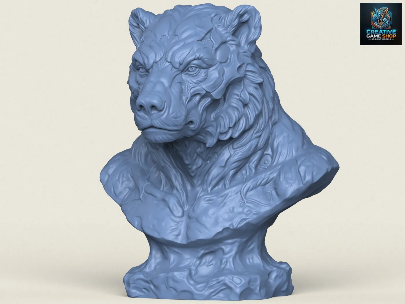 Wild Monster Bear Head Bust 3D Print Model .c4d .max .obj .3ds .fbx .stl .blend 