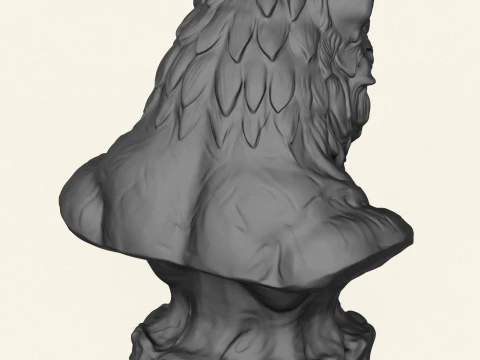Wild Monster Bear Head Bust 3D Print Model