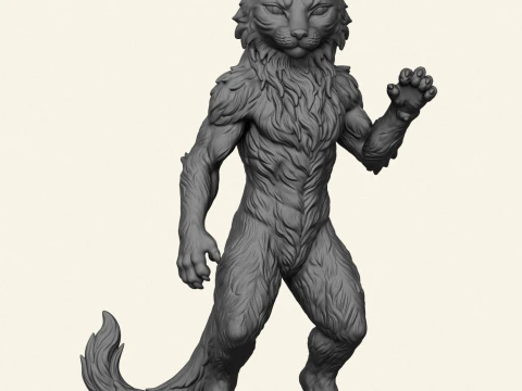 Wild Cat Character 3D Print Model