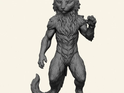 Wild Cat Character 3D Print Model