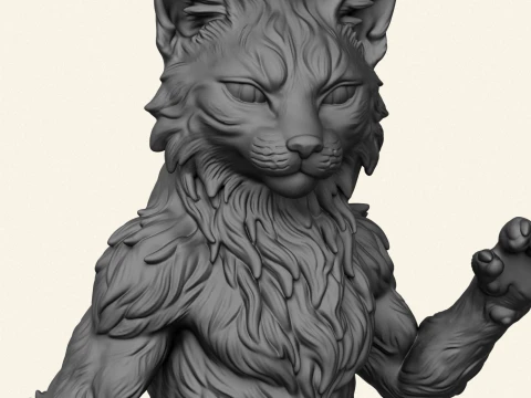 Wild Cat Character 3D Print Model