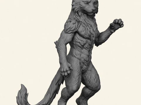 Wild Cat Character 3D Print Model