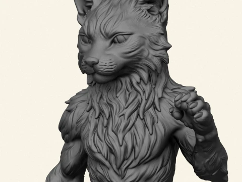 Wild Cat Character 3D Print Model