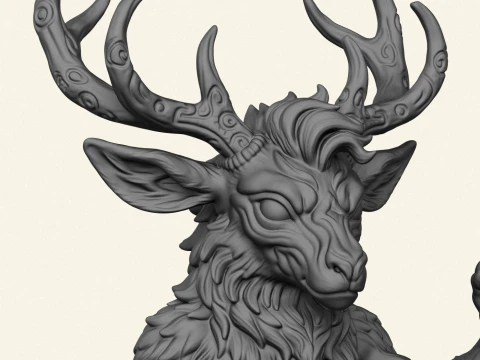 Wild Monster Deer Character 3D Print Model