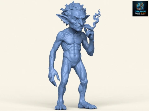 Goblin Monster Rauchende Skulptur 3D Druckmodell