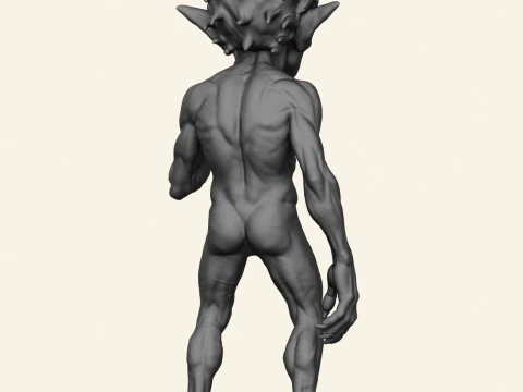 Goblin Monster Smoking Sculpture 3D Print Model