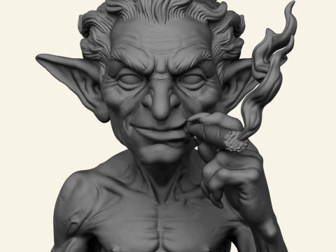 Goblin Monster Smoking Sculpture 3D Print Model