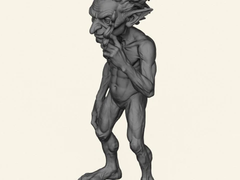 Goblin Monster Smoking Sculpture 3D Print Model