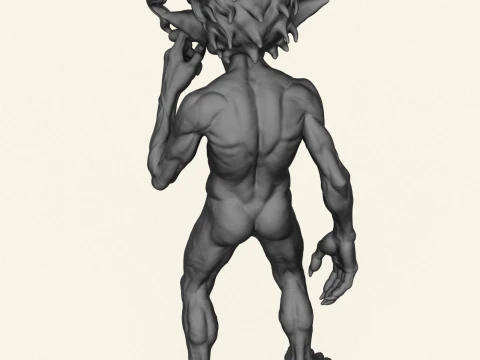 Goblin Monster Smoking Sculpture 3D Print Model