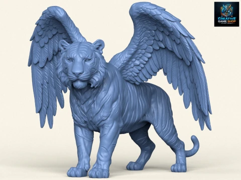 Tiger With Wings Print Ready Modèles 3D en vedette