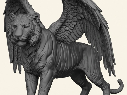 Tiger With Wings Print Ready 3D Print Model