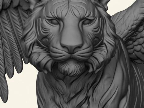 Tiger With Wings Print Ready 3D Print Model
