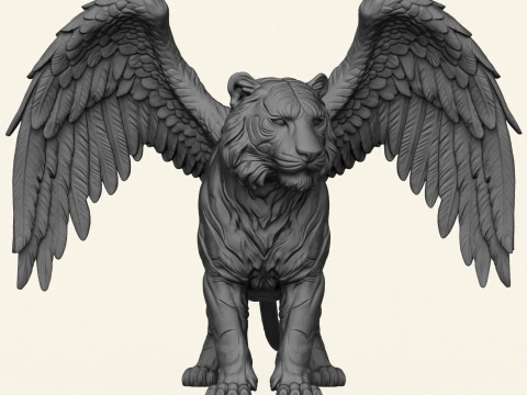 Tiger With Wings Print Ready 3D Print Model