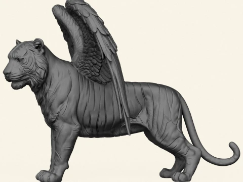 Tiger With Wings Print Ready 3D Print Model