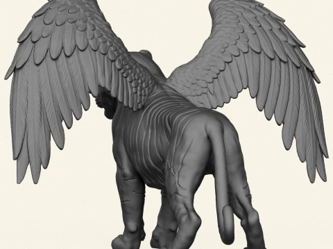 Tiger With Wings Print Ready 3D Print Model