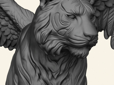 Tiger With Wings Print Ready 3D Print Model