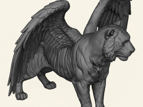Tiger With Wings Print Ready 3D Print Model