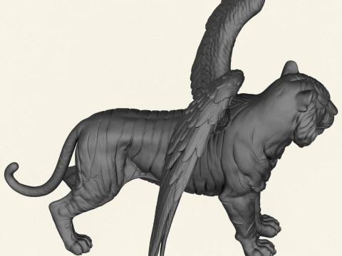 Tiger With Wings Print Ready 3D Print Model