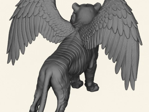 Tiger With Wings Print Ready 3D Print Model