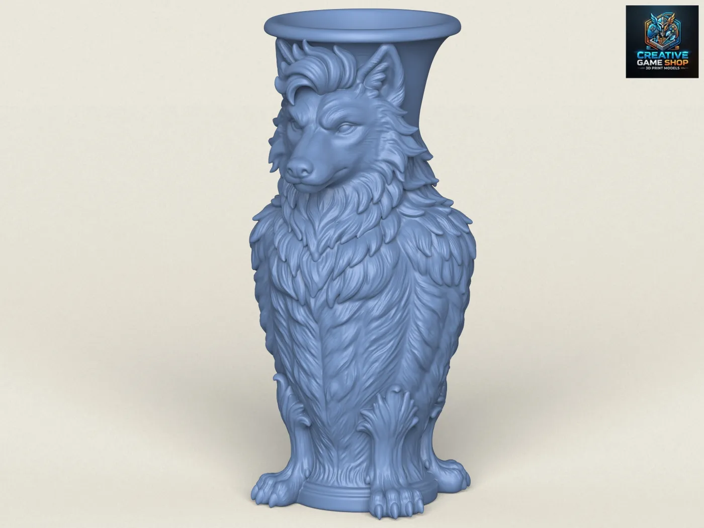 Wolf Head Stylish Jug 3D Print Model .c4d .max .obj .3ds .fbx .stl .blend