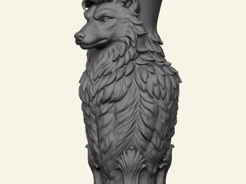 Wolf Head Stylish Jug 3D Print Model