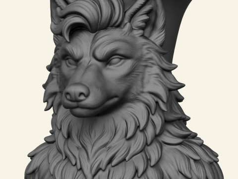 Wolf Head Stylish Jug 3D Print Model