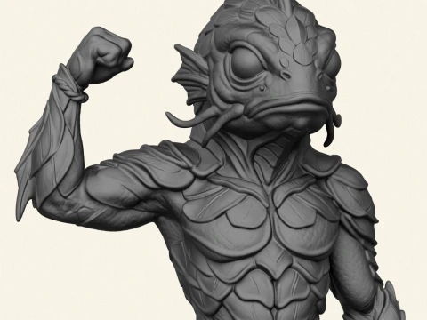 Monster Alien Fish Character 3D Print Model