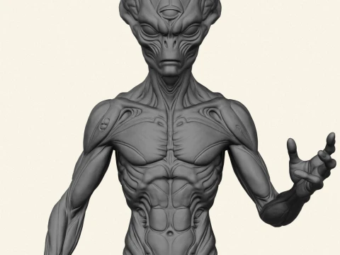Alien Humanoid Character 3D Print Model