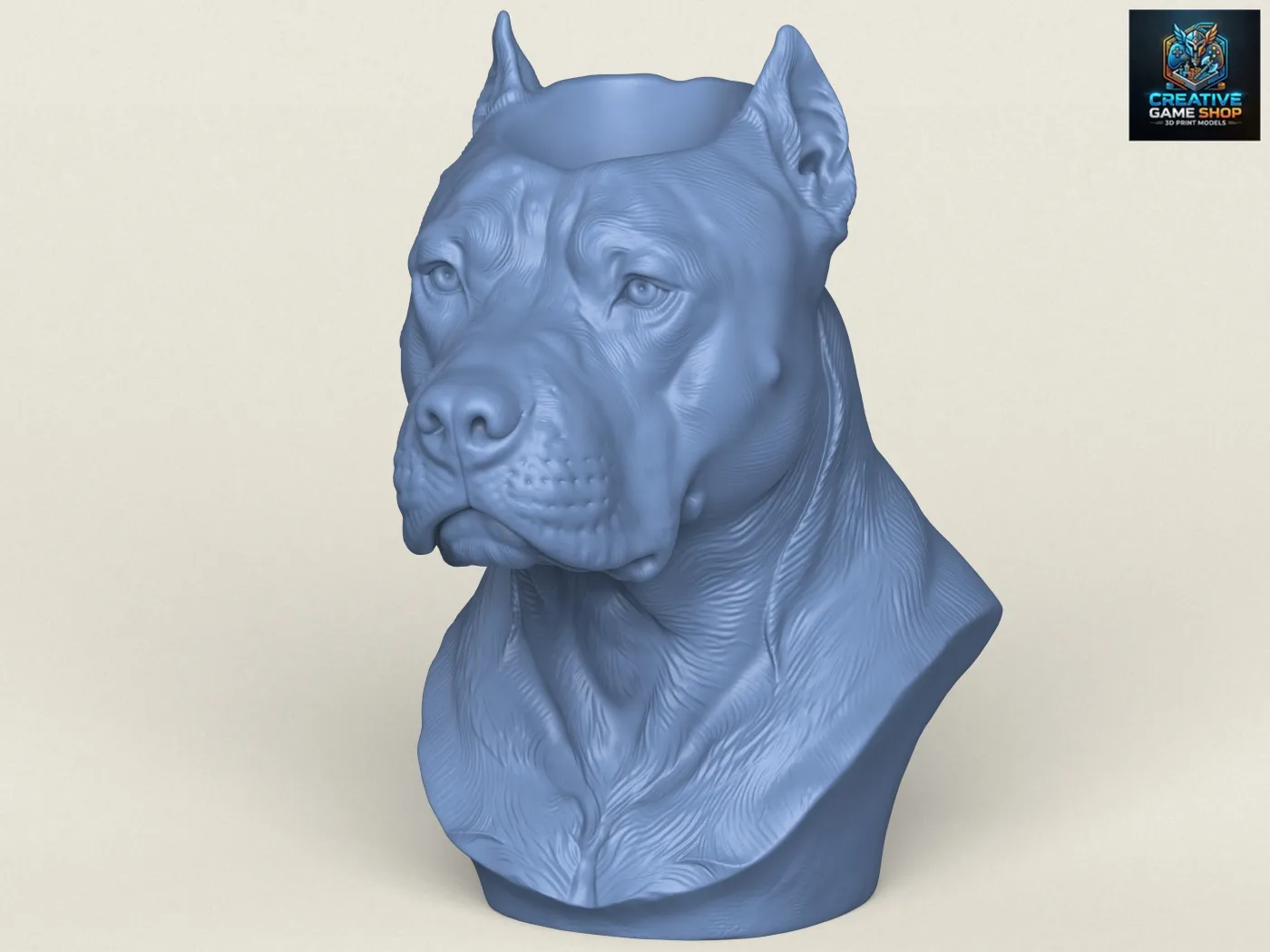 Pitbull Dog Head Object Holder 3D Print Model .c4d .max .obj .3ds .fbx .stl .blend