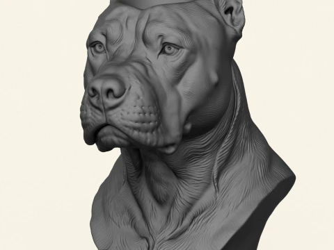 Pitbull Dog Head Object Holder 3D Print Model