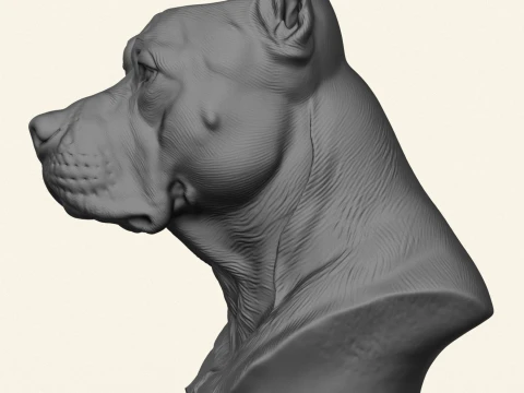 Pitbull Dog Head Object Holder 3D Print Model