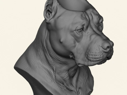 Pitbull Dog Head Object Holder 3D Print Model
