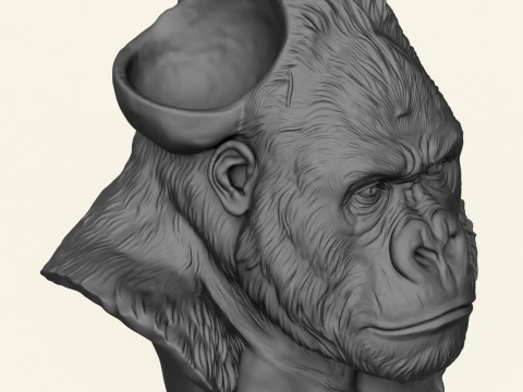 Gorilla Head Holder Print Ready 3D Print Model