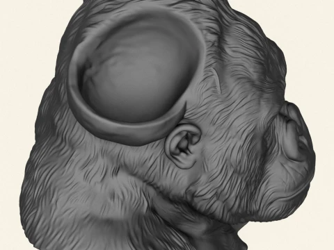 Gorilla Head Holder Print Ready 3D Print Model