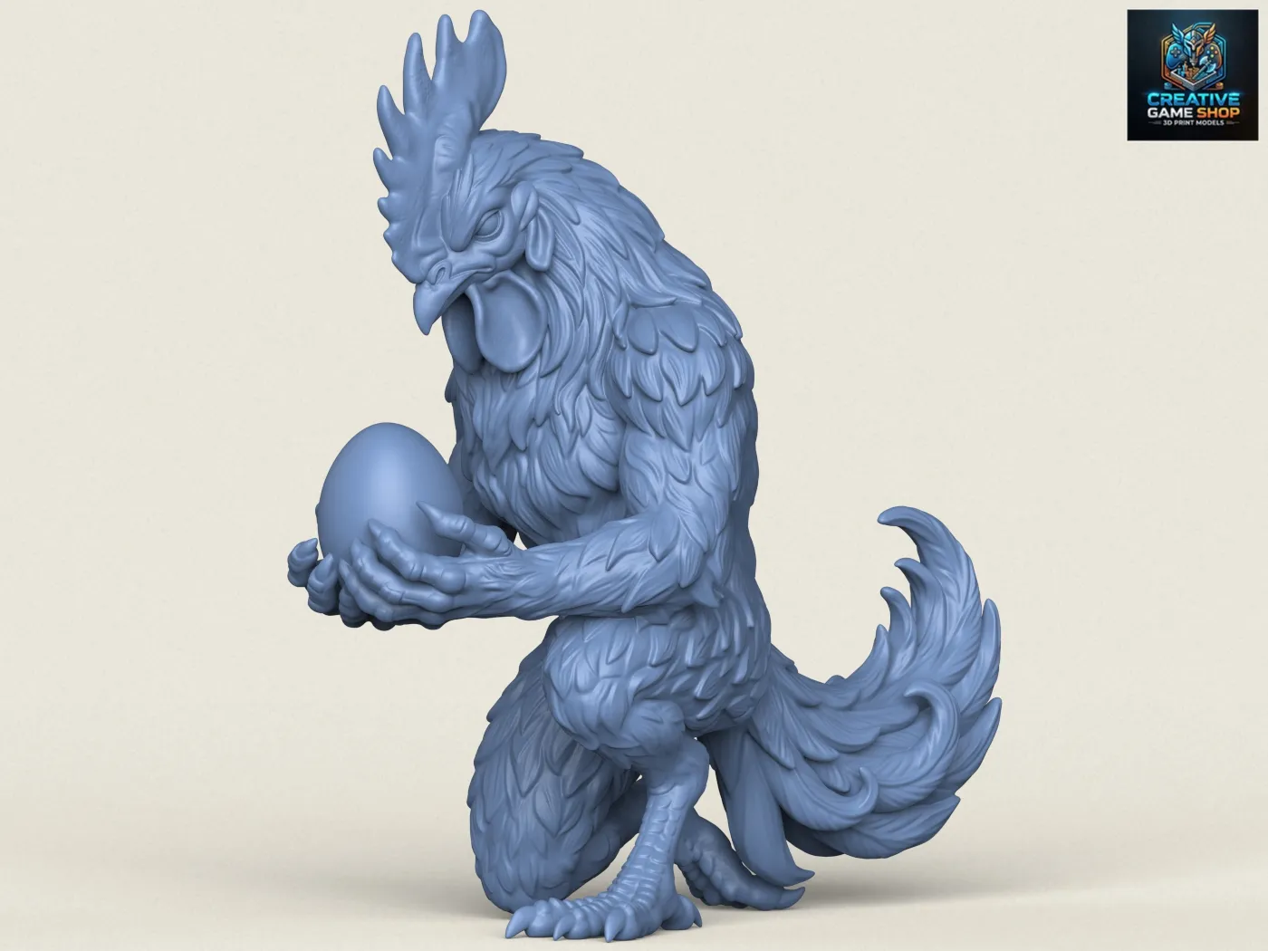 Egg in Rooster Hand Sculpture 3D Print Model .c4d .max .obj .3ds .fbx .stl .blend 